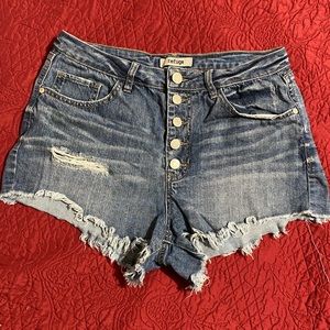High waist button up shorts